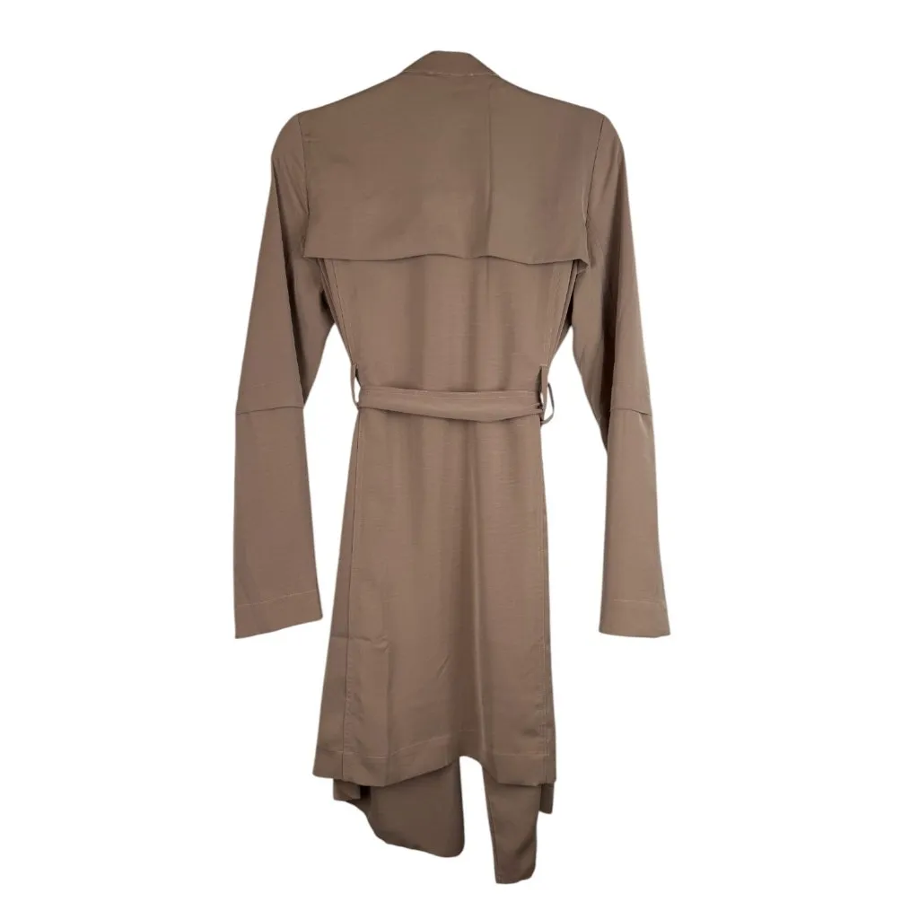 Modern Citizen Tan Light Weight Open Front Trench Coat Tie Front & Pockets - S - Image 2