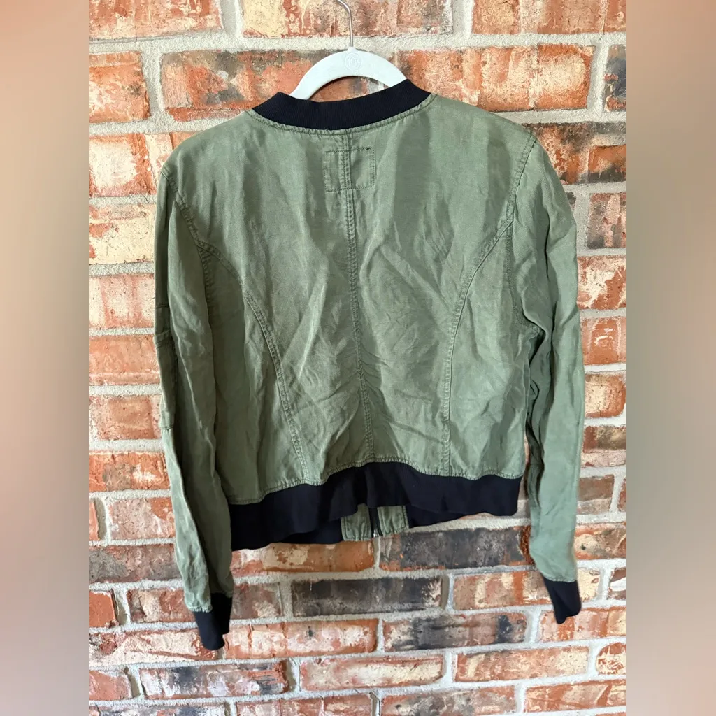Sanctuary Olive Bomber Jacket with Black Trim - Image 2