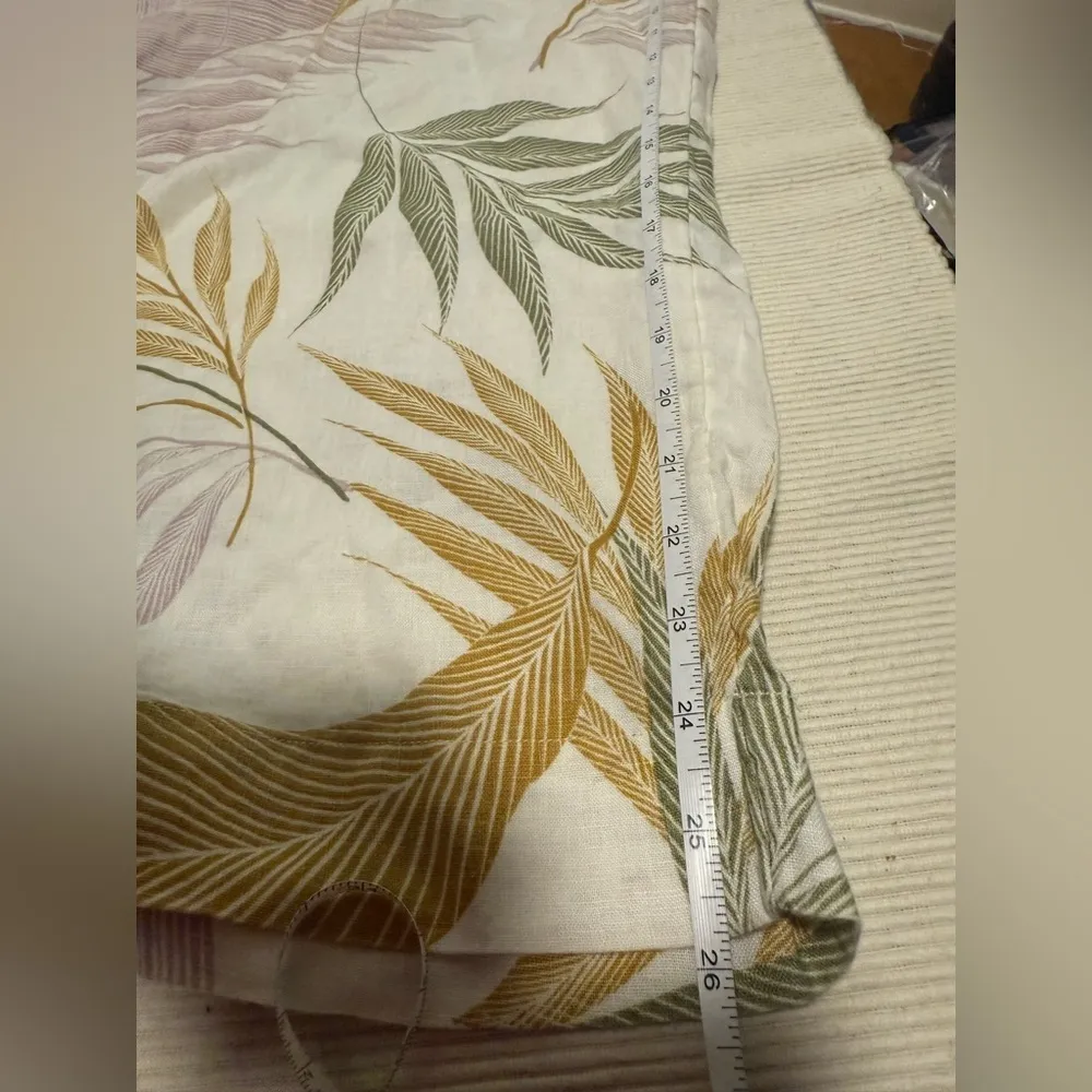 Tahari 100% Linen Palm Leaf Wide Leg Pants Elastic Waist L - Image 2