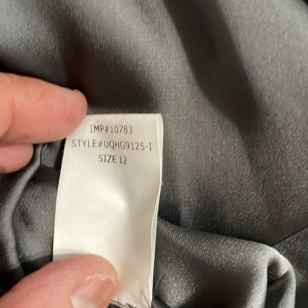 David Meister Silk Long Sleeve Knee Length Midi Dress Gray Snake Womens Size 12 - Image 9