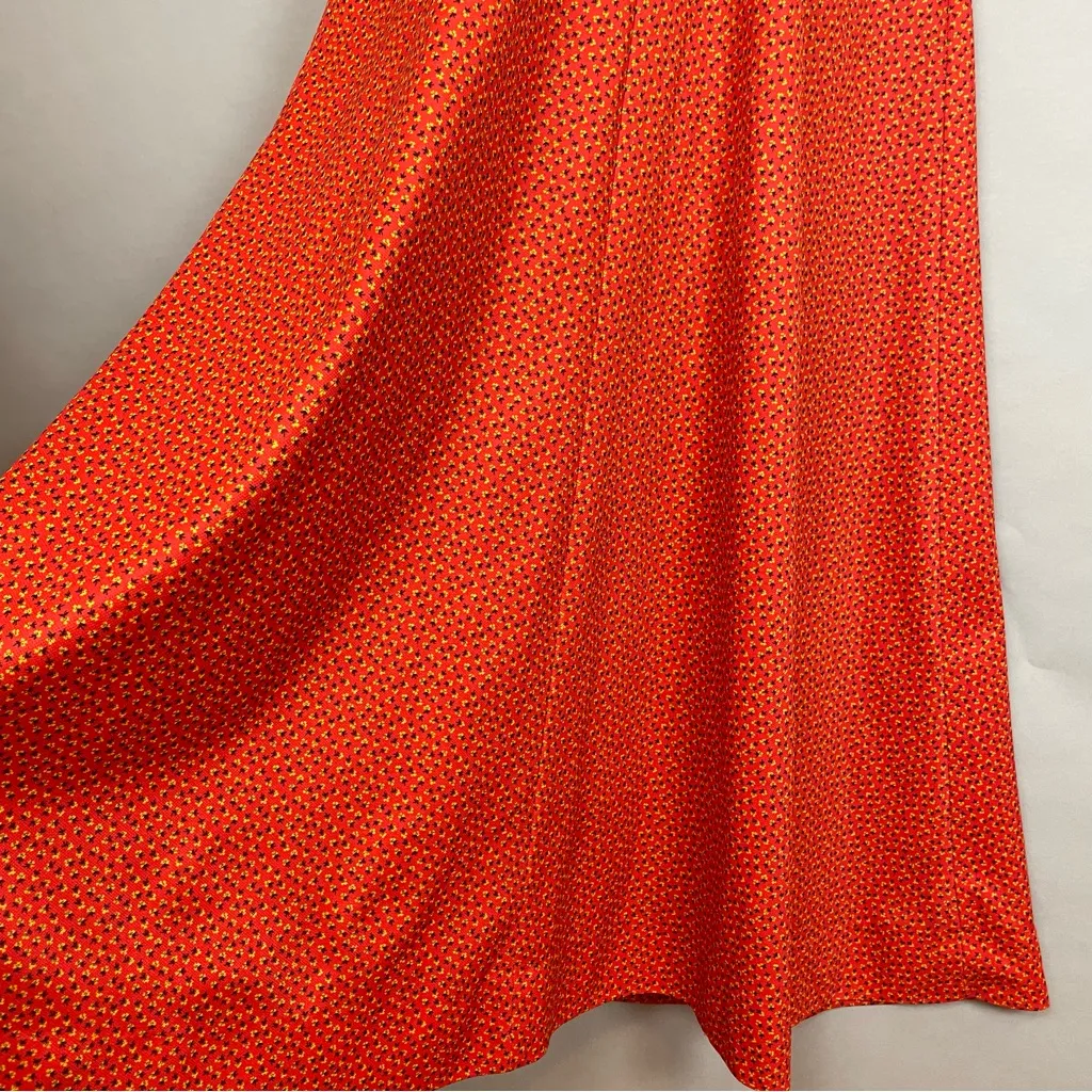 Vintage Prairie Dress 70s Calico Orange Maxi Plus‎ Size Retro Short Sleeve Retro - Image 6