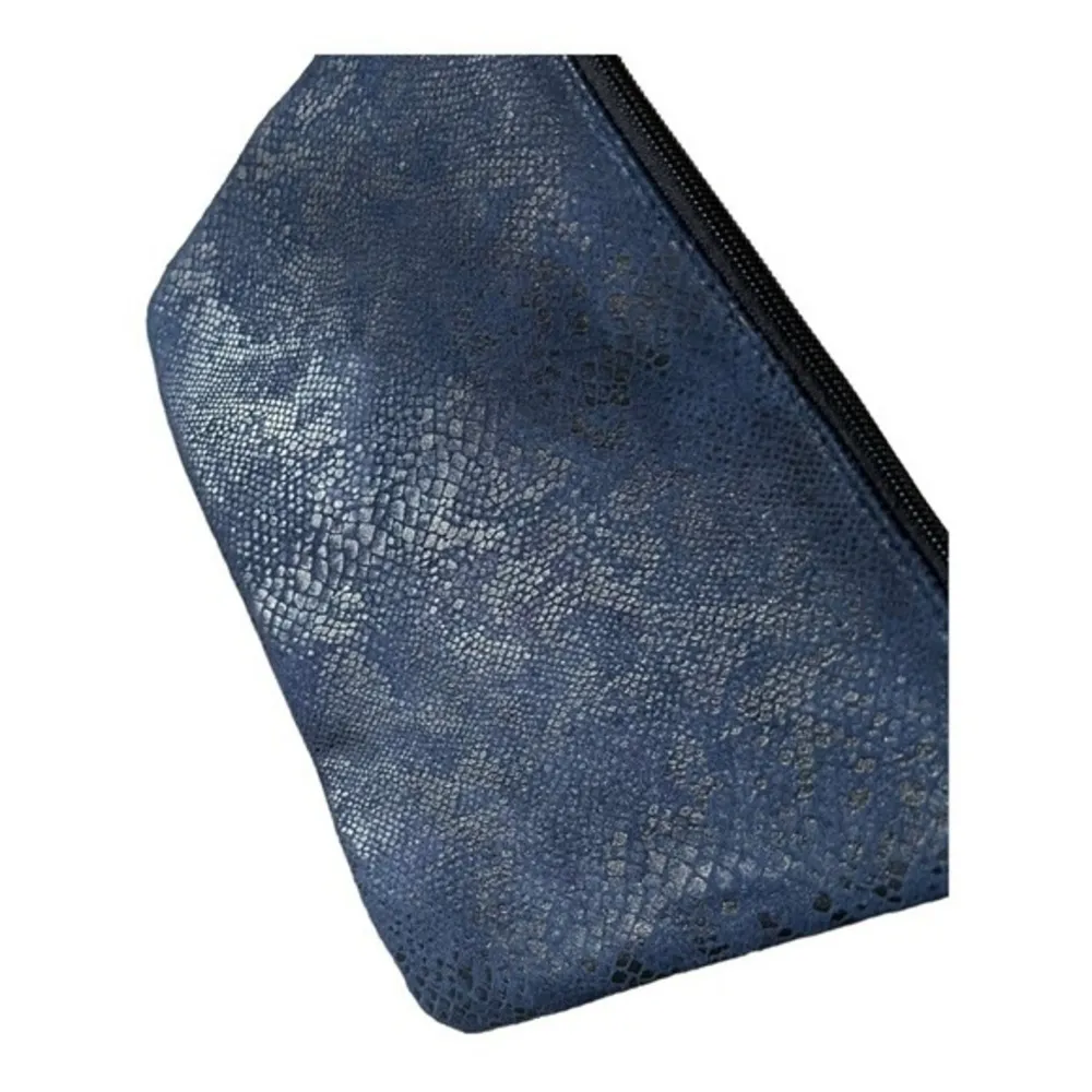 7 For All Mankind  Blue Snake Skin Clutch Purse - Image 2