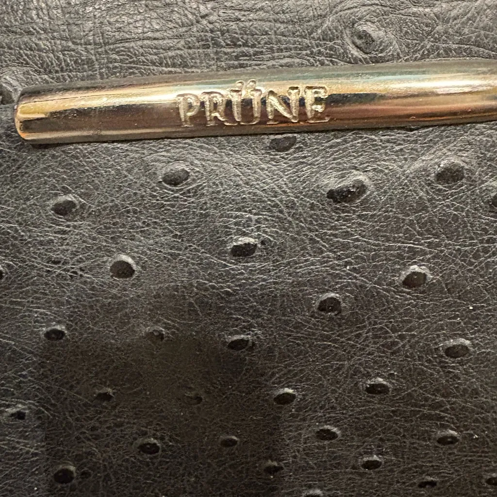 PRUNE ostrich leather satchel bag black - Image 3