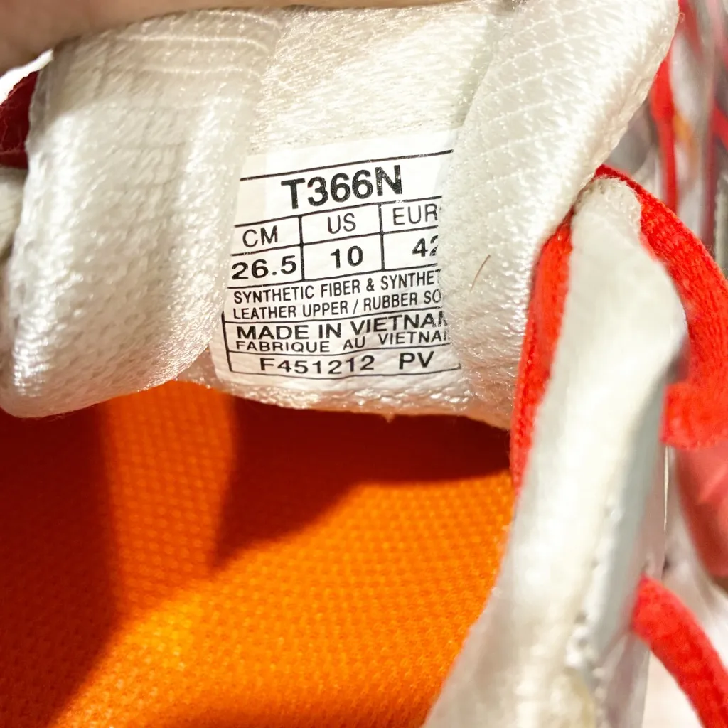 ASIC GEL-NE033 2 0125 WHITE HOT PUNCH FLASH ORANGE Low Top Sneakers Size 10 - Image 6