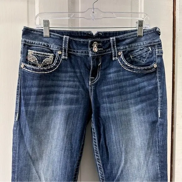 Vigoss the‎ Chelsea capri thick stitch embroidered denim jean capris women's 7 8 - Image 4