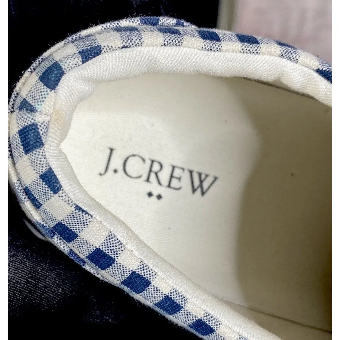 J Crew Road Trip Gingham Plaid Navy & White Sneakers Size 10 Women’s Blue - Image 4