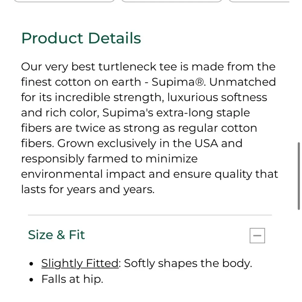 L.L. Bean Cream Pima Long Sleeve Top Size Large - Image 4