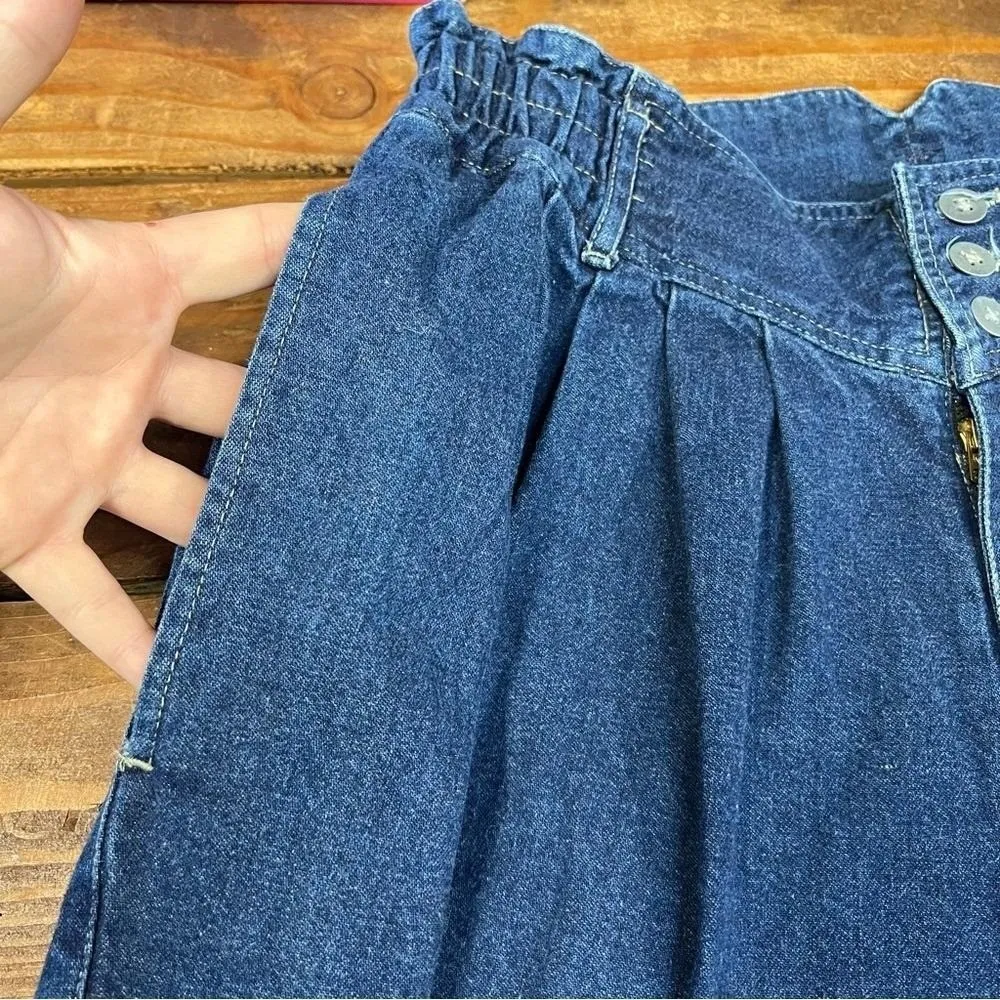 Vintage Essentials Barrel Jeans High Waisted Pleated Cottagecore Chic W12 Blue Size 12 - Image 8