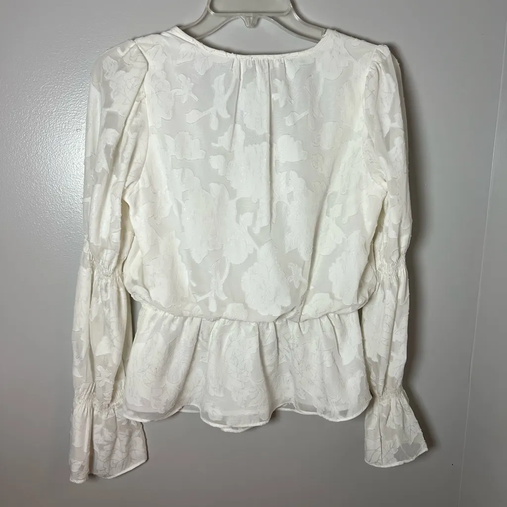 Elizabeth And James White Floral Peplum Top Pirate Prairiecore Boho Size S - Image 6