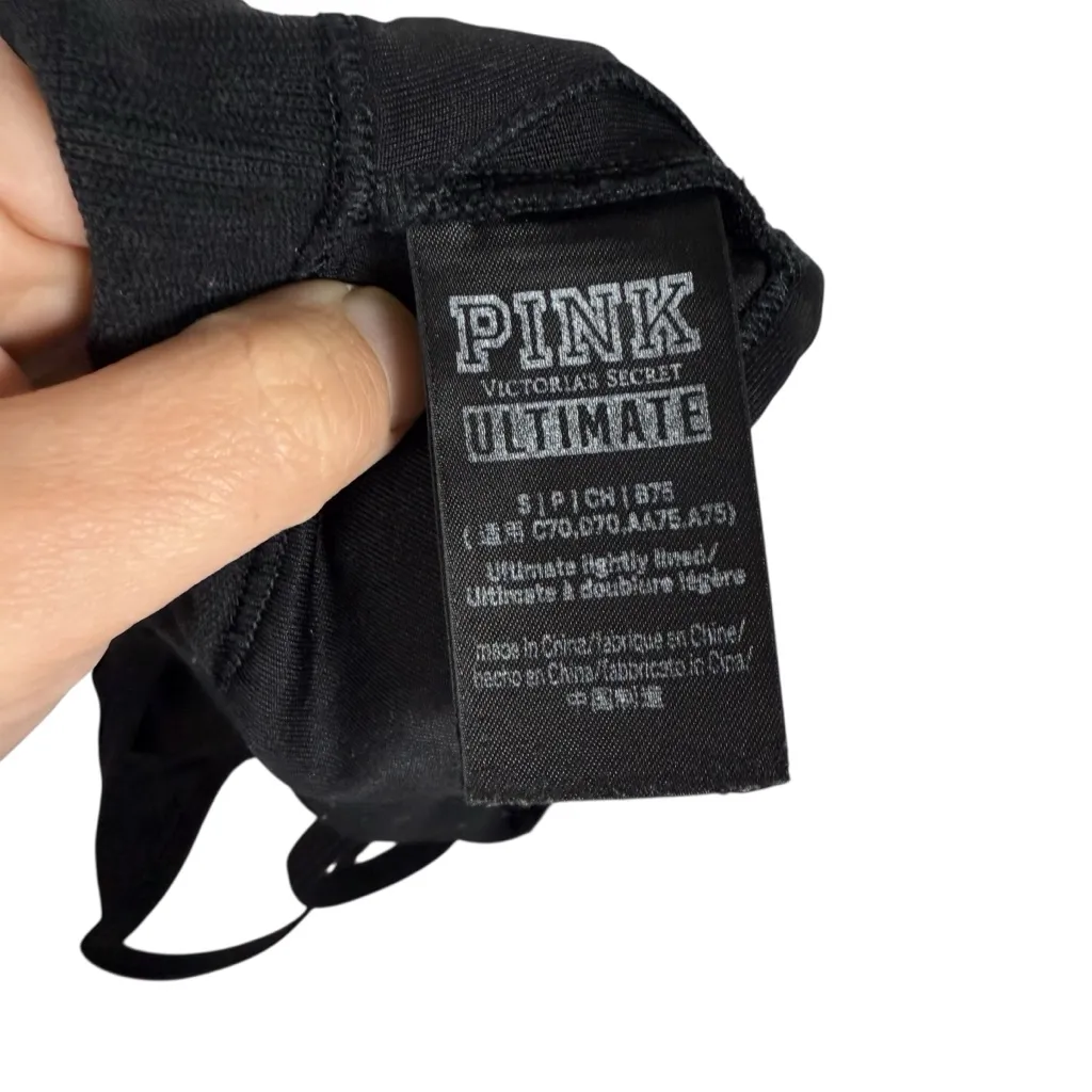 Victoria’s Secret PINK Ultimate Lightly Lined Racerback Sports Bra Black Size S - Image 9