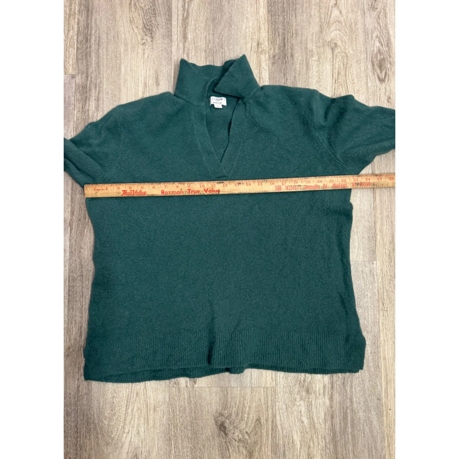 J. Crew Extra Soft Pullover Sweater Teal Green V-Neck Size Large - Image 5