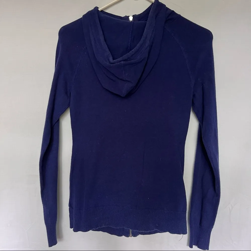 zip up hooded jacket blue with rhinestone logo size small - Image 8