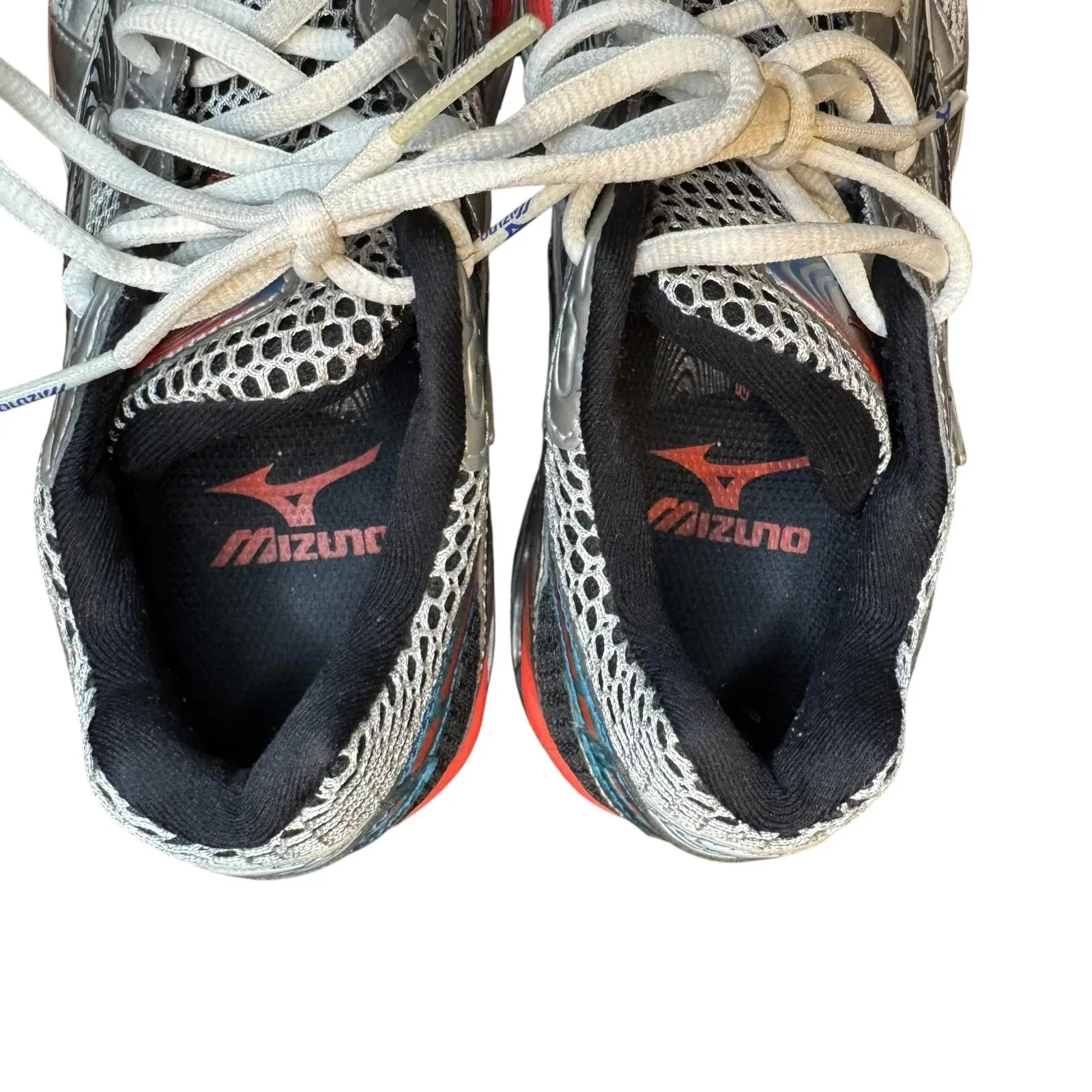 Mizuno Wave Creation 15 Running Shoes Womens 7.5 Silver Blue Red Mesh Athletic - Image 2