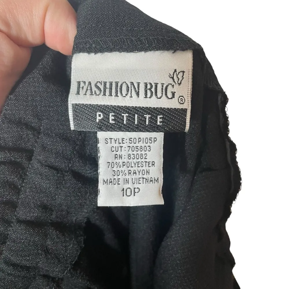 Vintage Fashion Bug Embroidered Floral Wide Leg Trousers in Black Size 10P - Image 6