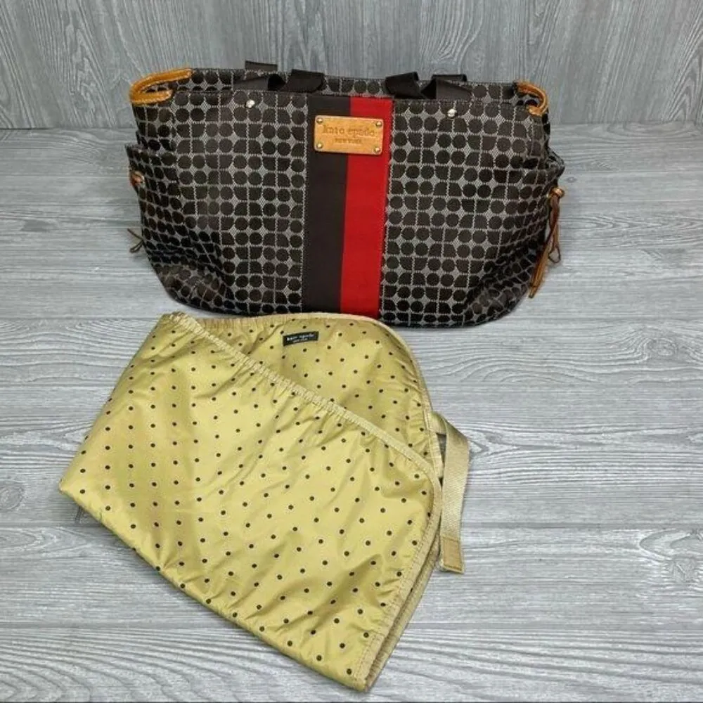 kate spade Noel pattern baby diaper bag purse & changing pad tote bag - Image 5