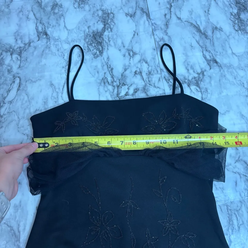 Betsy & Adam Vintage Y2K 90s Black Beaded floral Gown Dress size 6 Classic - Image 6