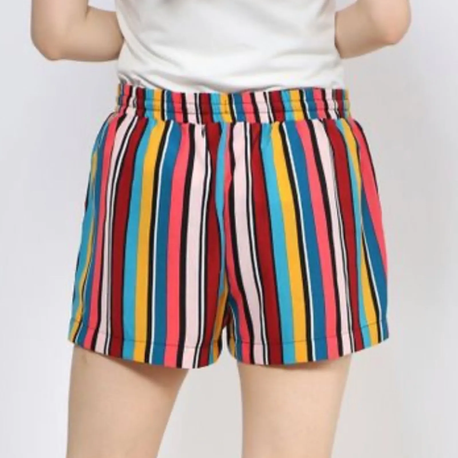 Guess Bright Multicolor Striped High Rise Tie Waist Shorts Size‎ XL - Image 2