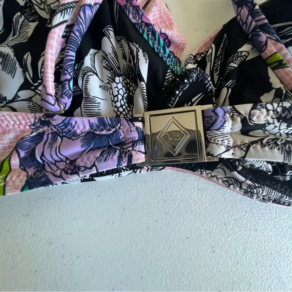 Meadow & meadow eva bikini floral pink black size small 2 piece - Image 8