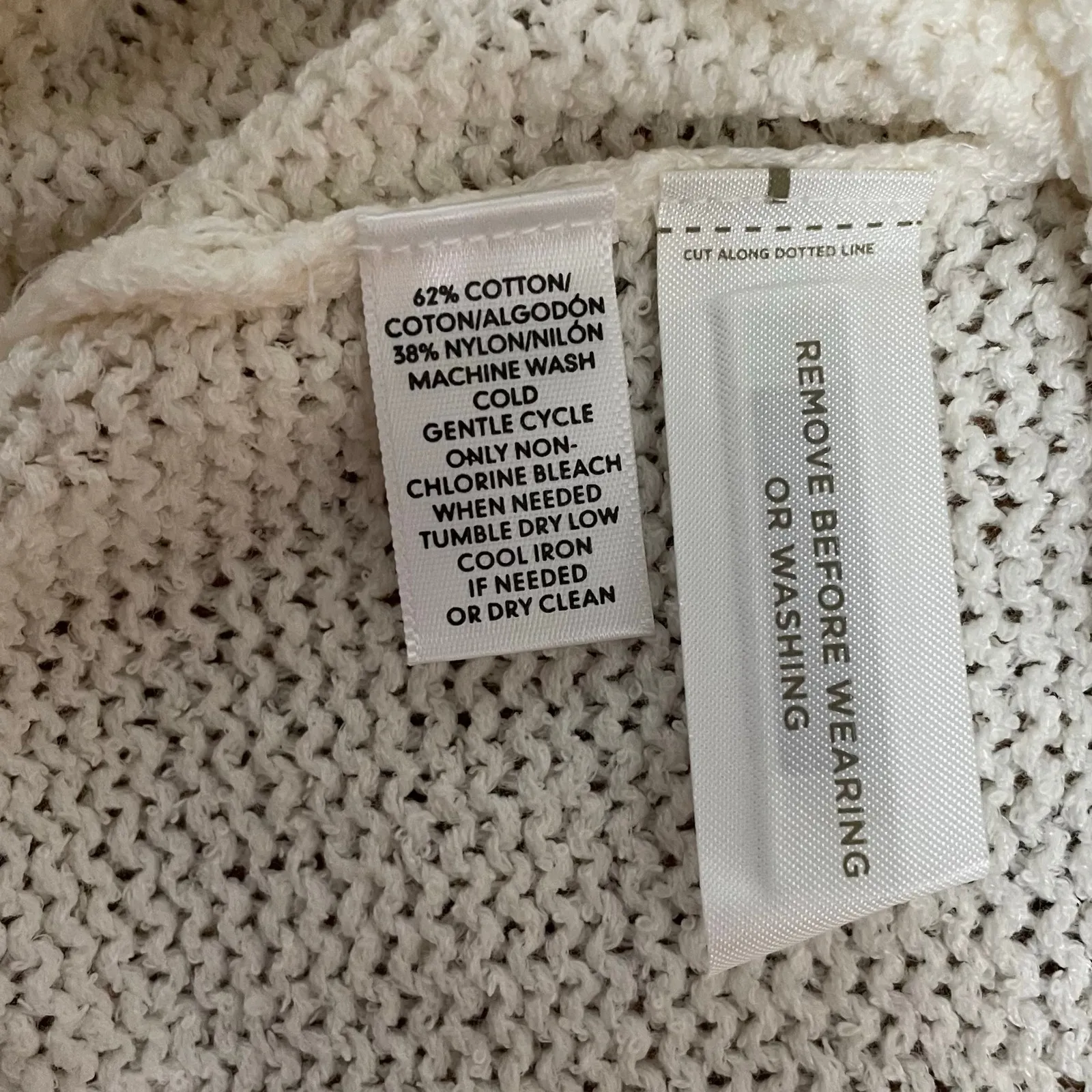 LOFT Ivory Chunky Knit Sweater Women’s Large Cotton Blend Raglan NWT - Image 8