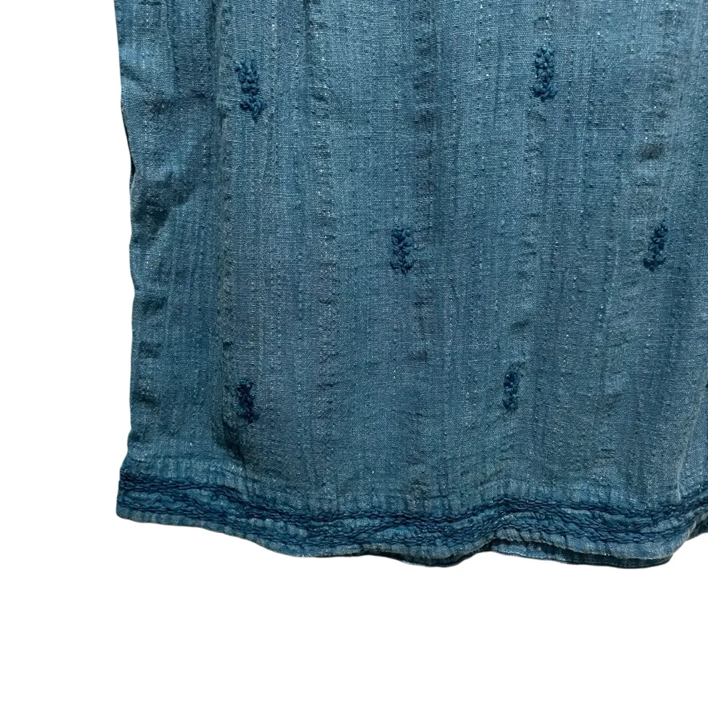 C&C California Embroidered Sleeveless V Neck Blouse Teal Blue Womens Size Small - Image 2