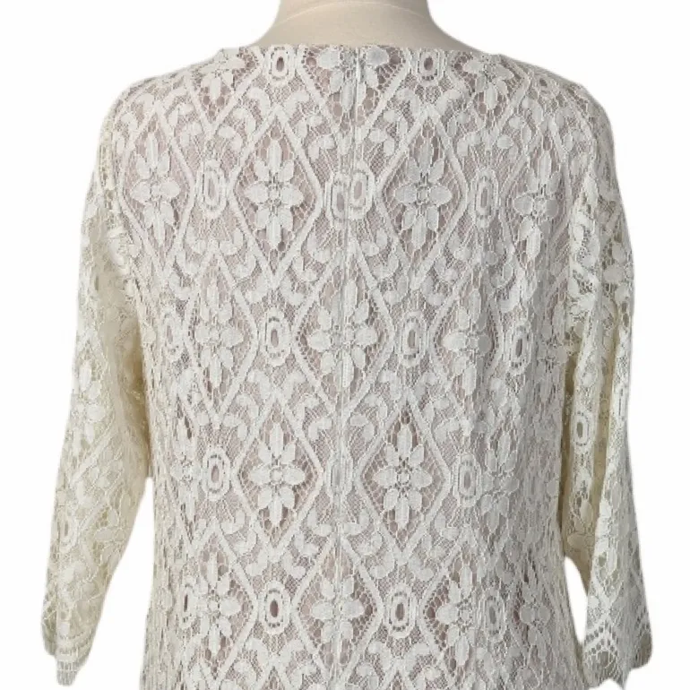Eliza J New Cocktail Dress Ivory Cream Lace 3/4 Sleeve Shift Women’s Size 18W - Image 8