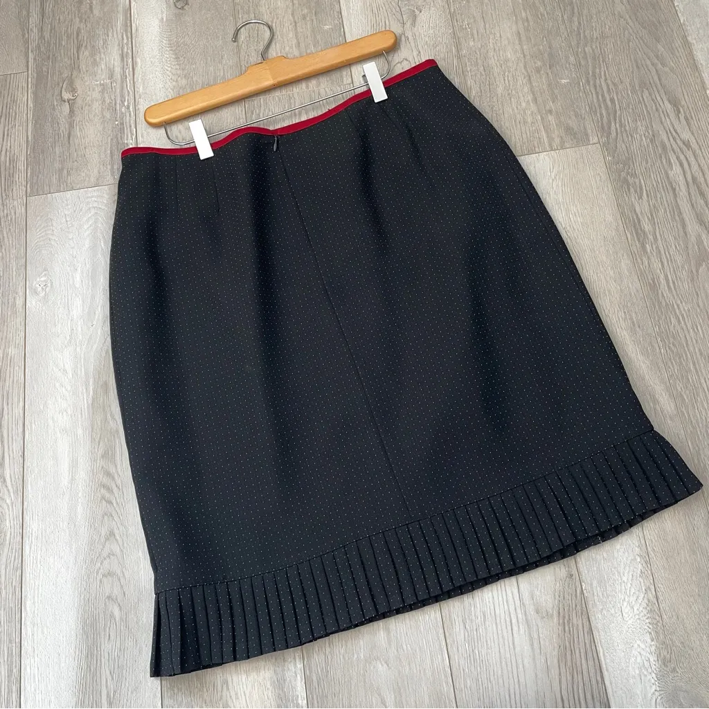 Vintage Tailored Skirt knee length pencil womens Black (size 14 petite) 90s work - Image 4