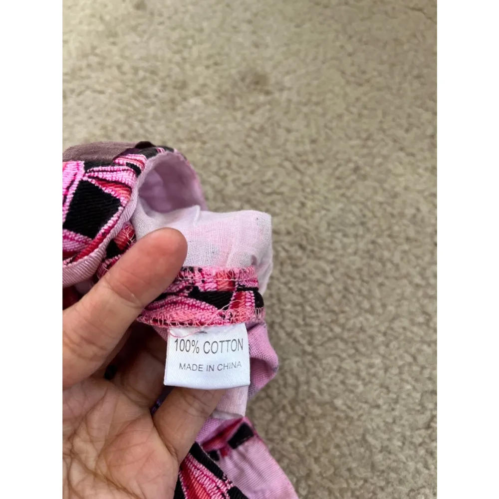 Vintage 90s low rise black pink geometric skinny leg cotton pants Size L - Image 7