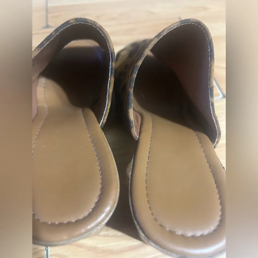 Leopard Print Platform Mules Brown Size 6.5 - Image 4