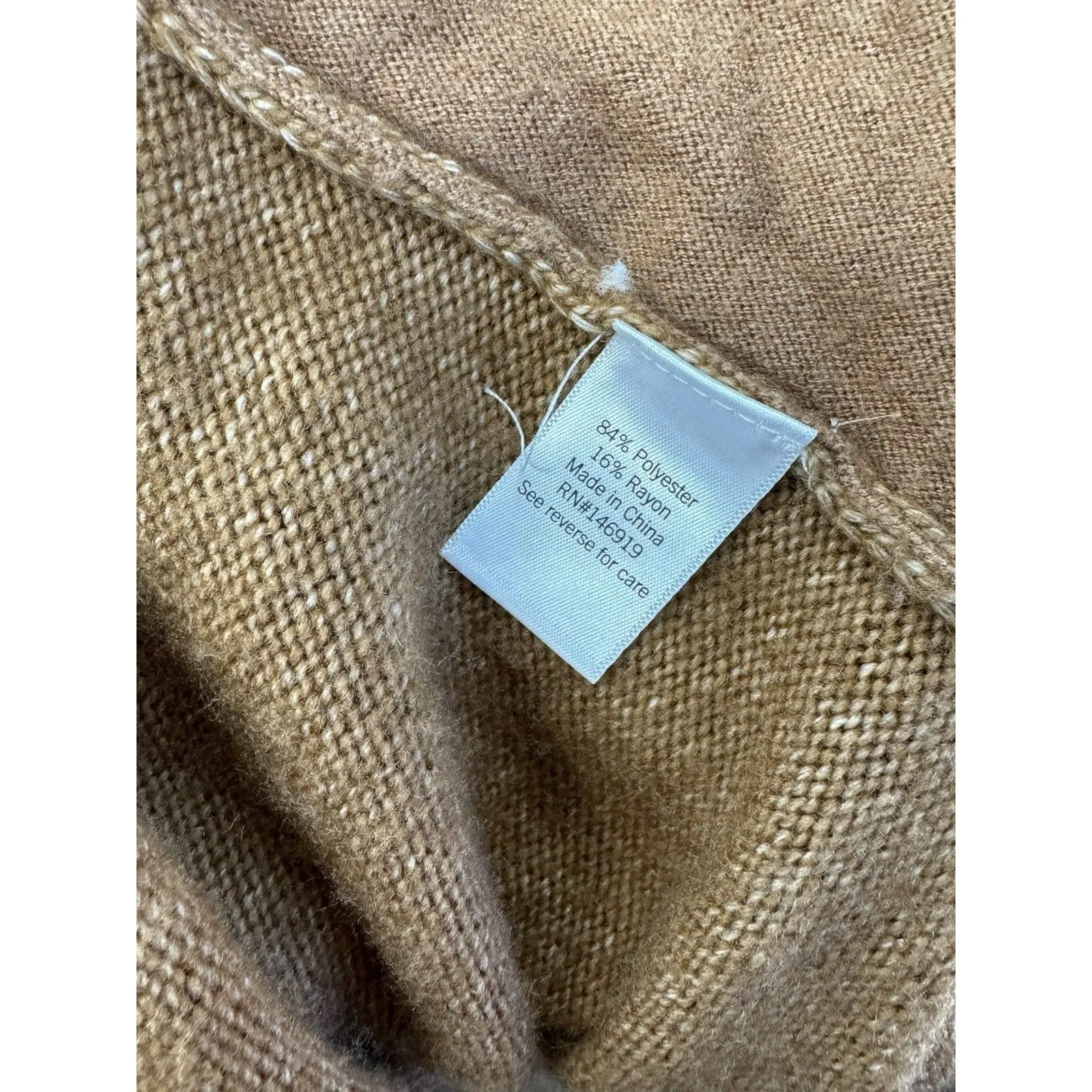 Nine West Cardigan Size M Petite Brown Tan Mesh Long Sleeve Belted Knit Sweater - Image 7