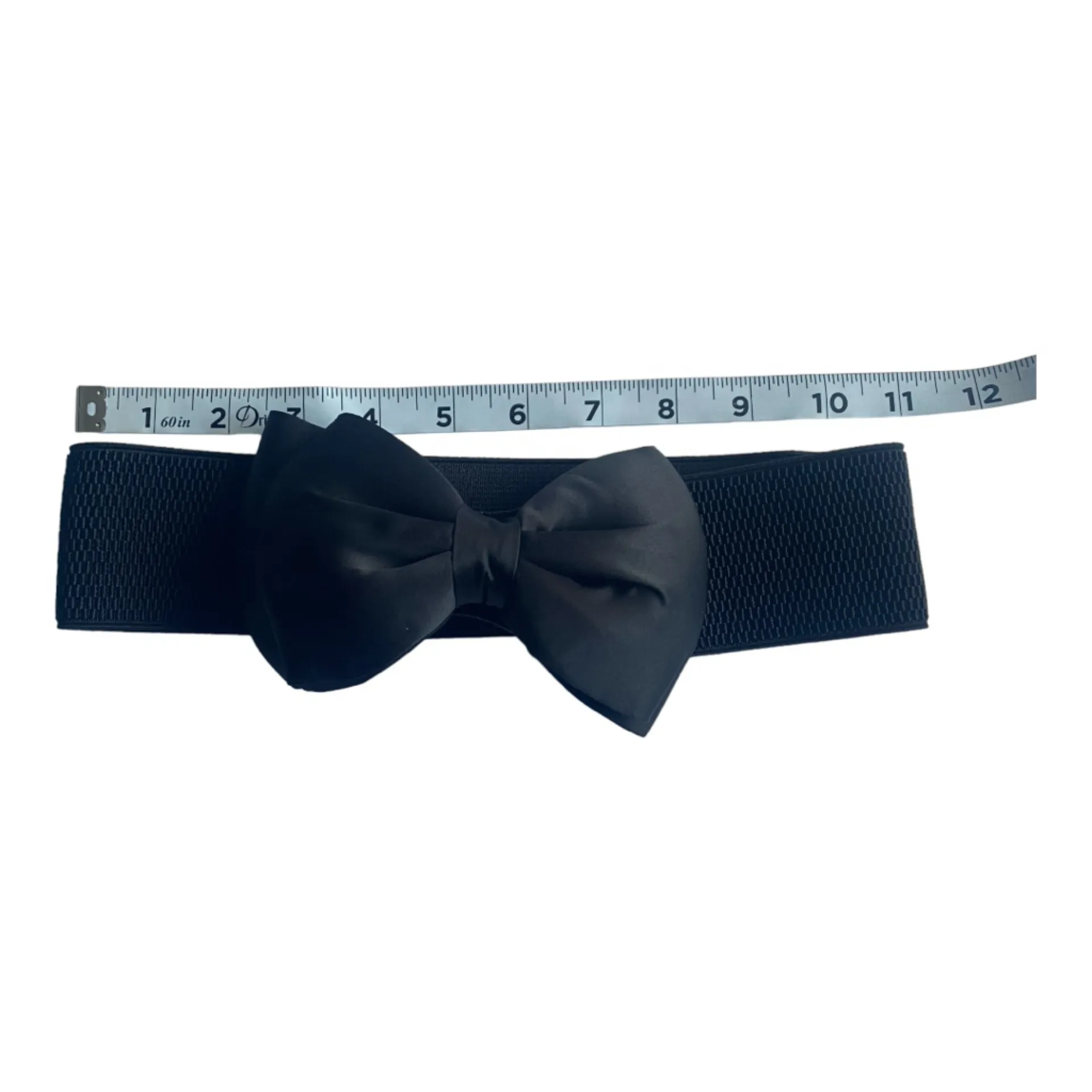 1pc Fashionable Elastic Wide Bowknot Waistband‎ Decorative Belt Size XS Black - Image 11