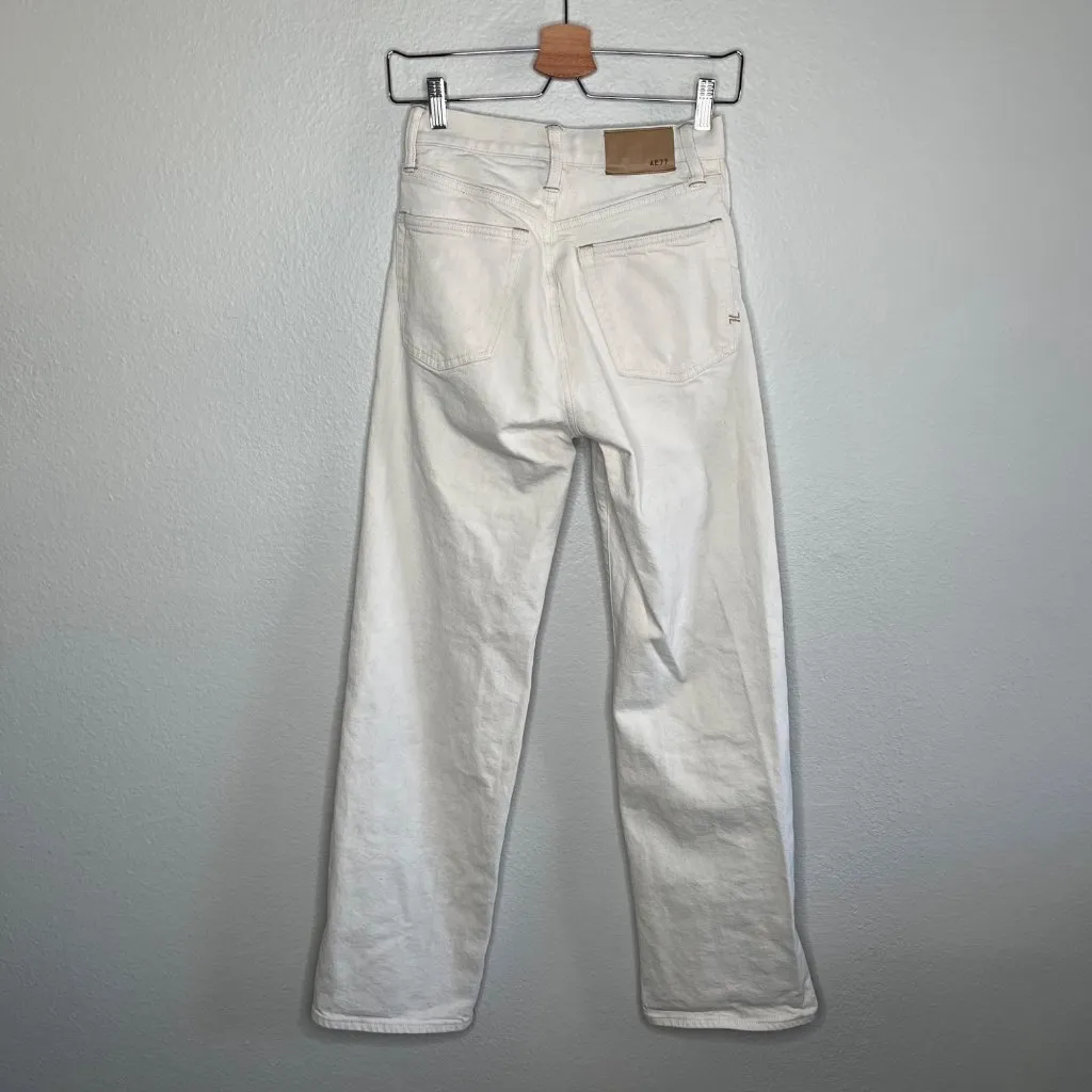 Ae77 Womens Stovepipe Selvedge Jeans Size 0 Eggshell White Organic Cotton - Image 2