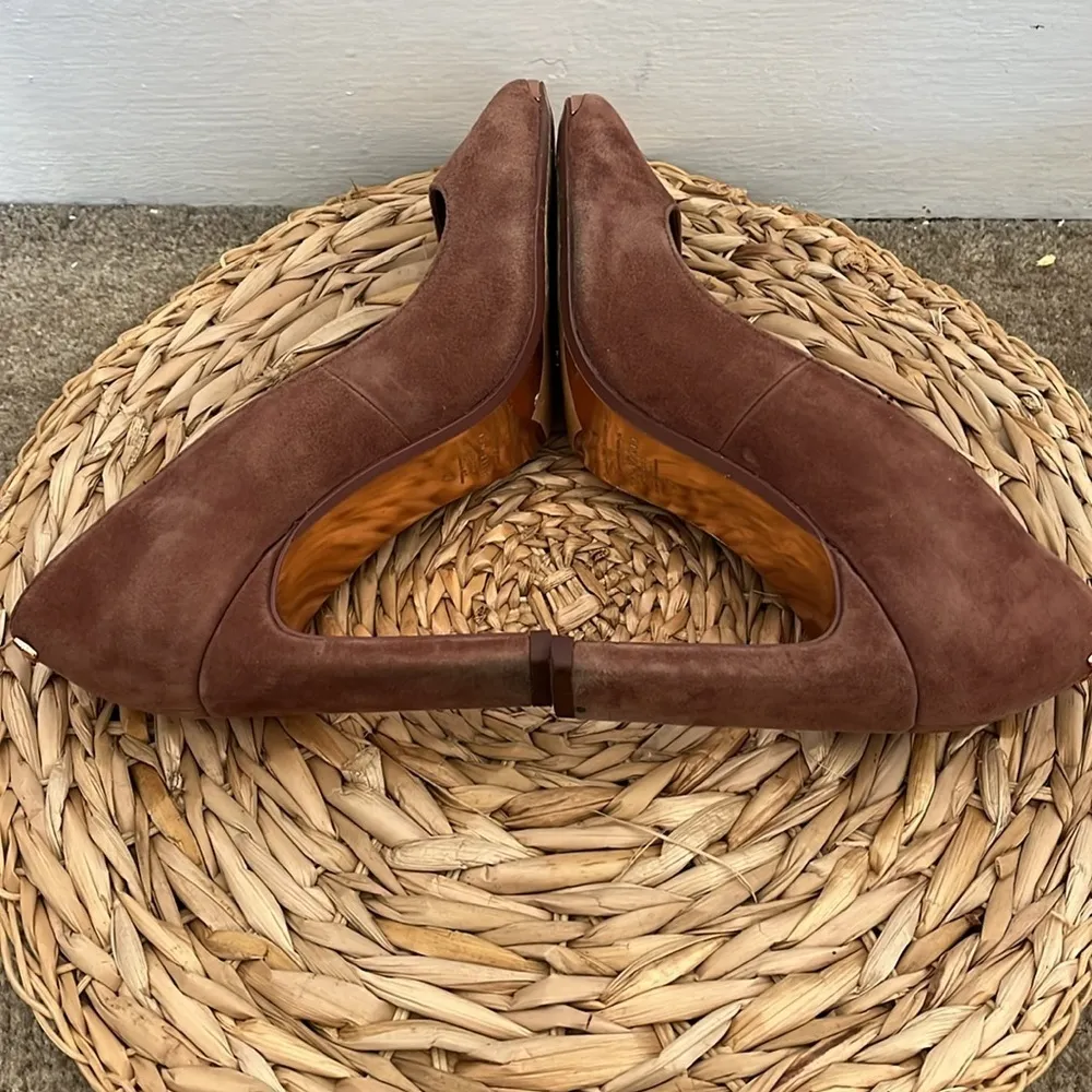 Ted Baker London Savio rose Gold Tip Brown Pointed Suede leather heels size 6.5 - Image 6