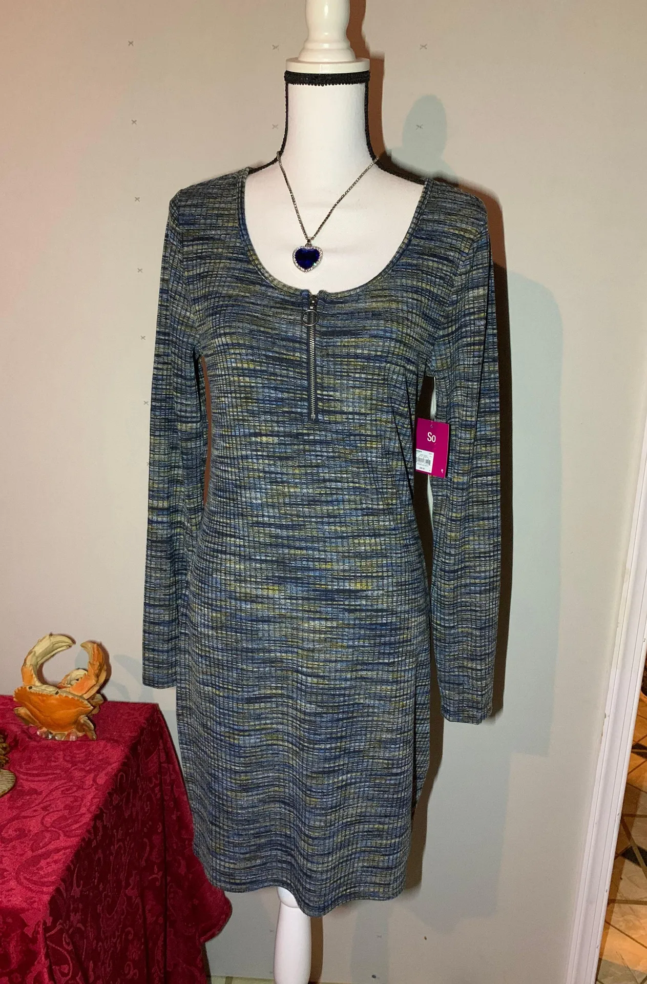 Blue Space Dyed Bodycon Dress - Image 2