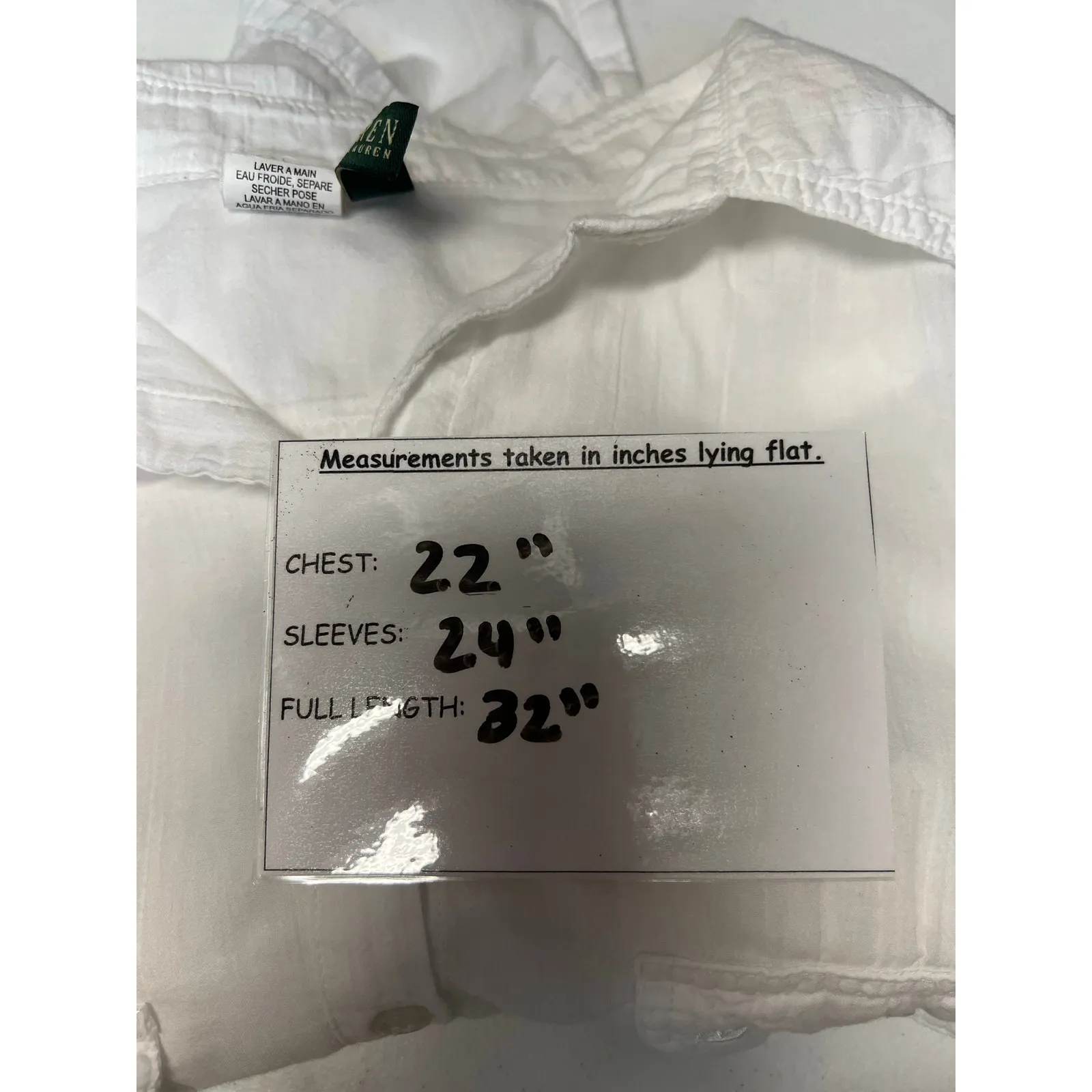 Lauren Ralph Lauren White Cotton Tunic Swim Cover Up Women's Shirt Medium - Image 6