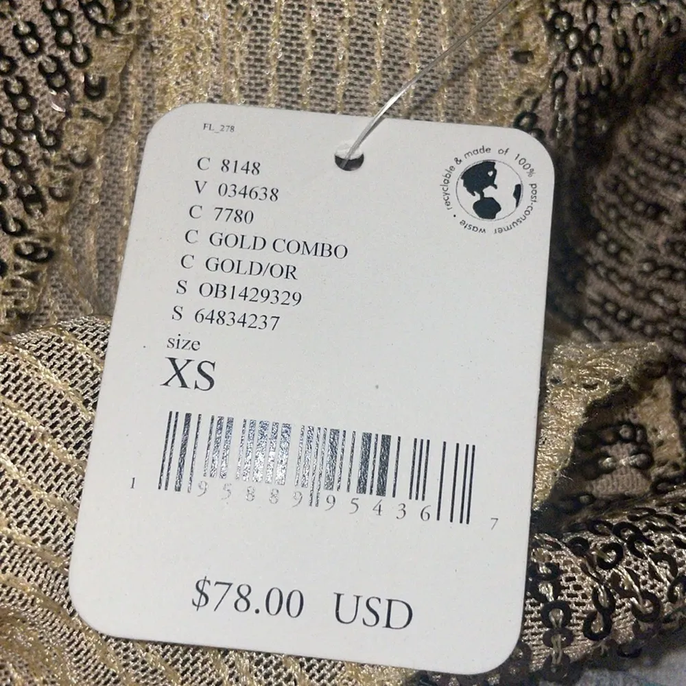 Free People Intimately Women’s Sz XS Gold Rush Top New NWT Sequins - Image 7