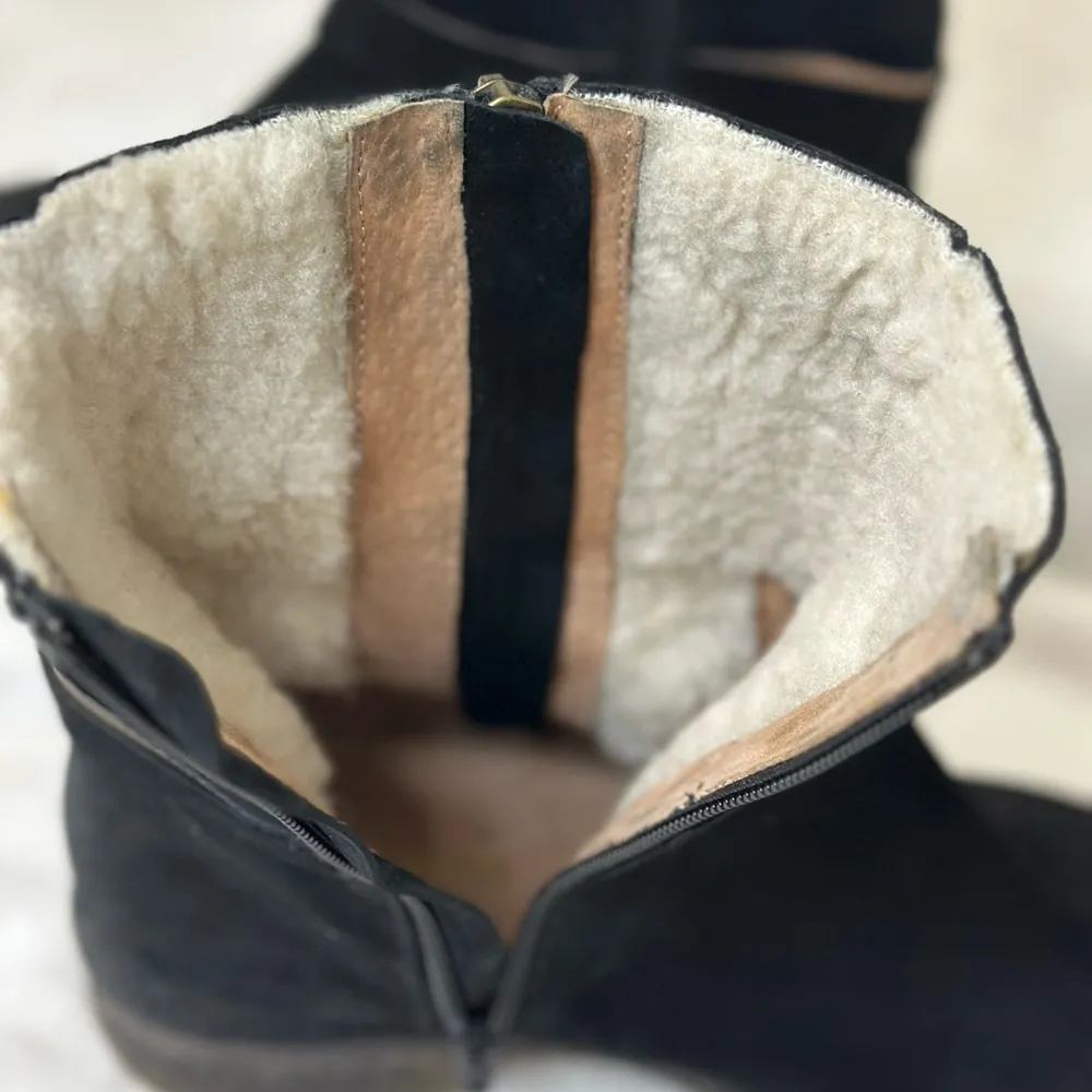 Anthropologie Liendo Suede Ankle Boots with Cozy faur. black size 7 - Image 9