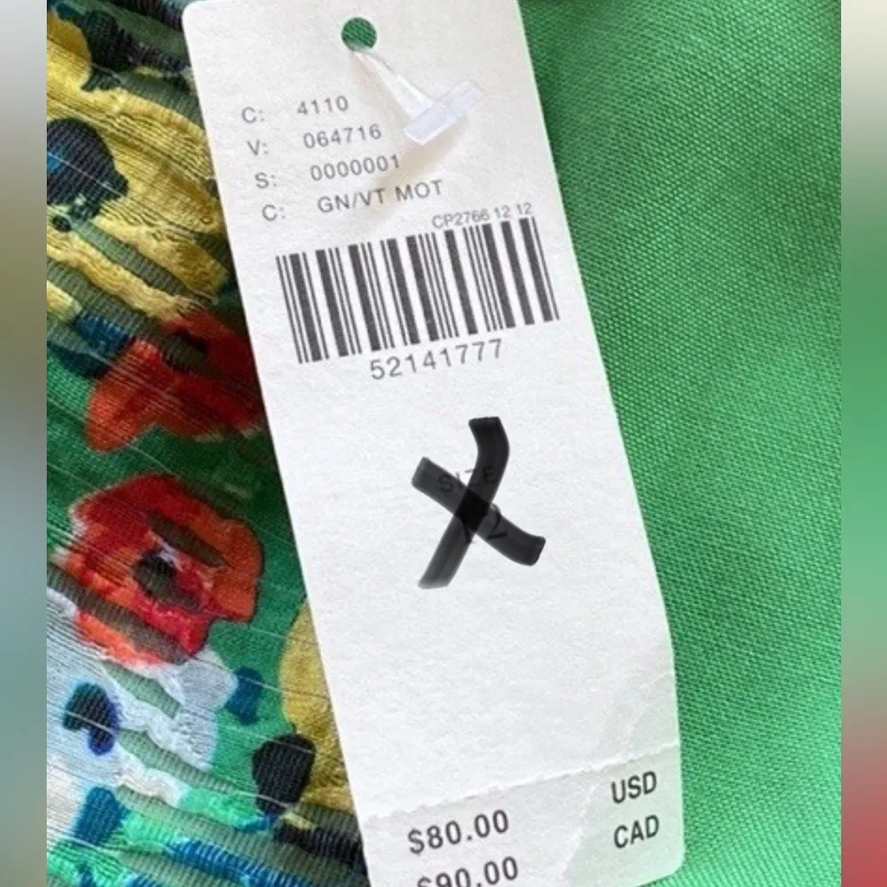 Maeve by Anthropologie Quinn Green Multicolor Floral Textured Top Women's Size 0 - Image 11