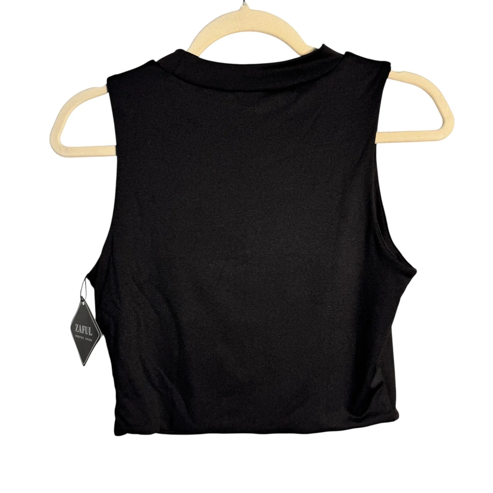 Zaful Women's Black Mock Neck Sleeveless Crop Top Blouse Tank US 4 EU 36 - Image 7