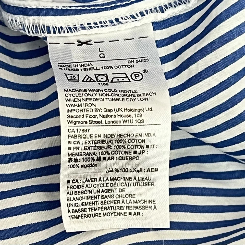 Off Shoulder Striped Top Size L Blue White Long Sleeve - Image 10