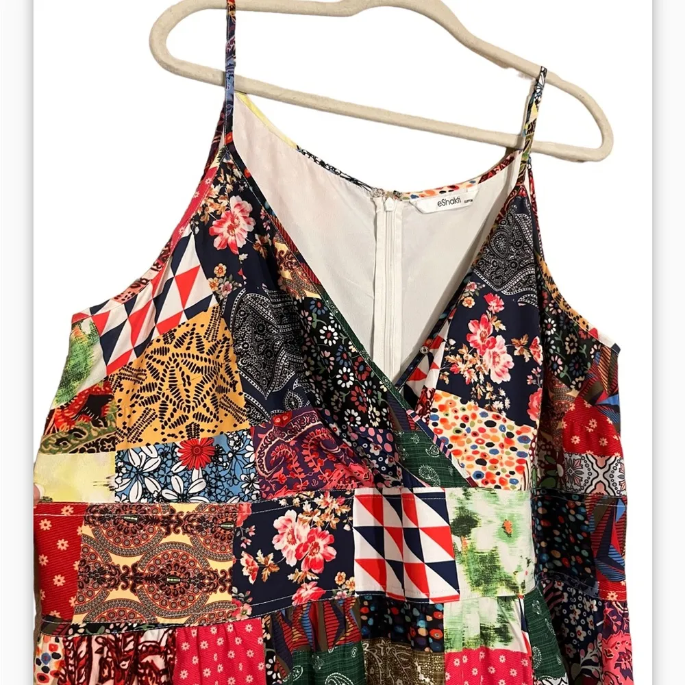 eShakti Patch Print Surplice Crepe Maxi Dress SZ custom please see description - Image 6