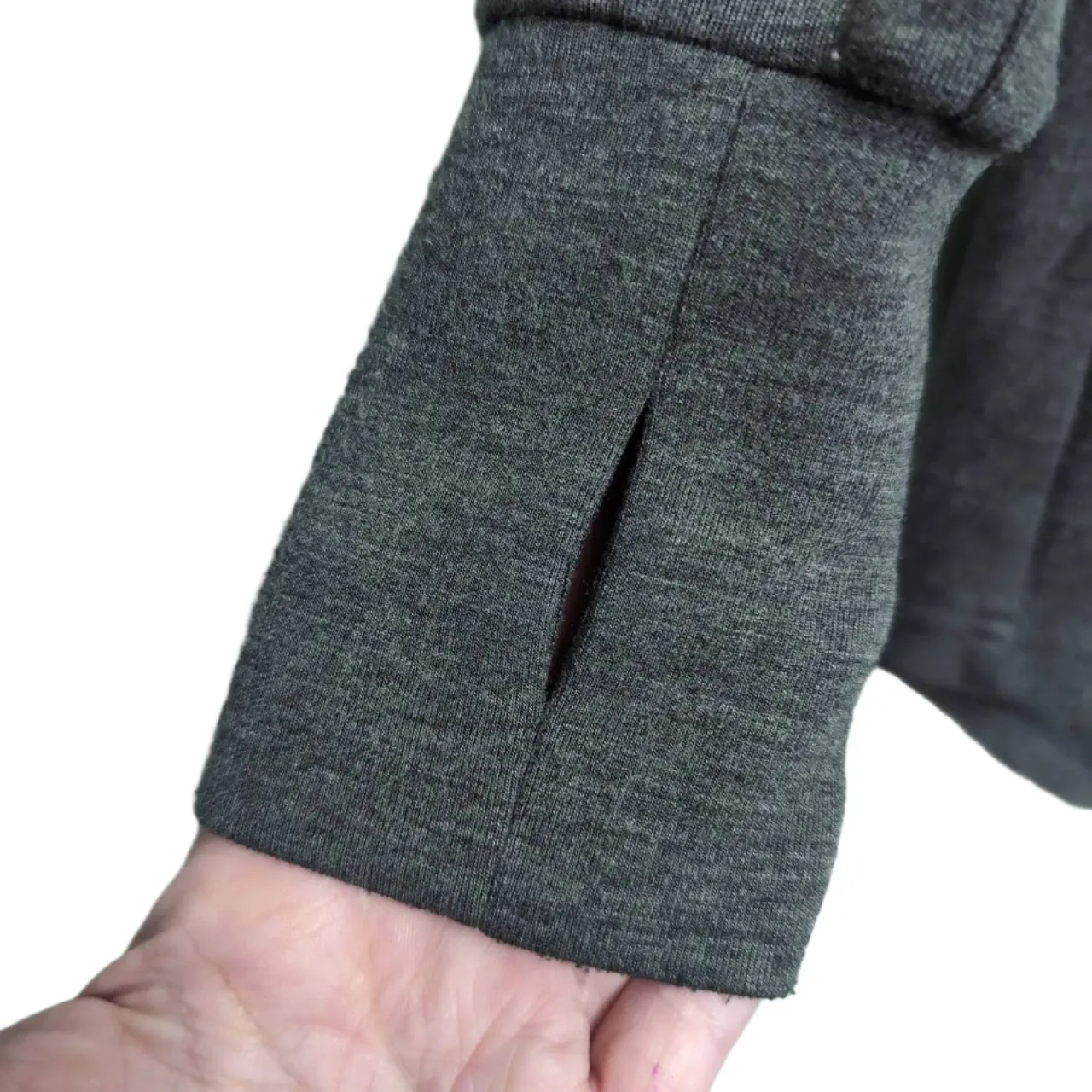 VARLEY Colby Full-Zip Hoodie Heather Grey Thumbhole Cuffs Activewear Jacket XS - Image 4