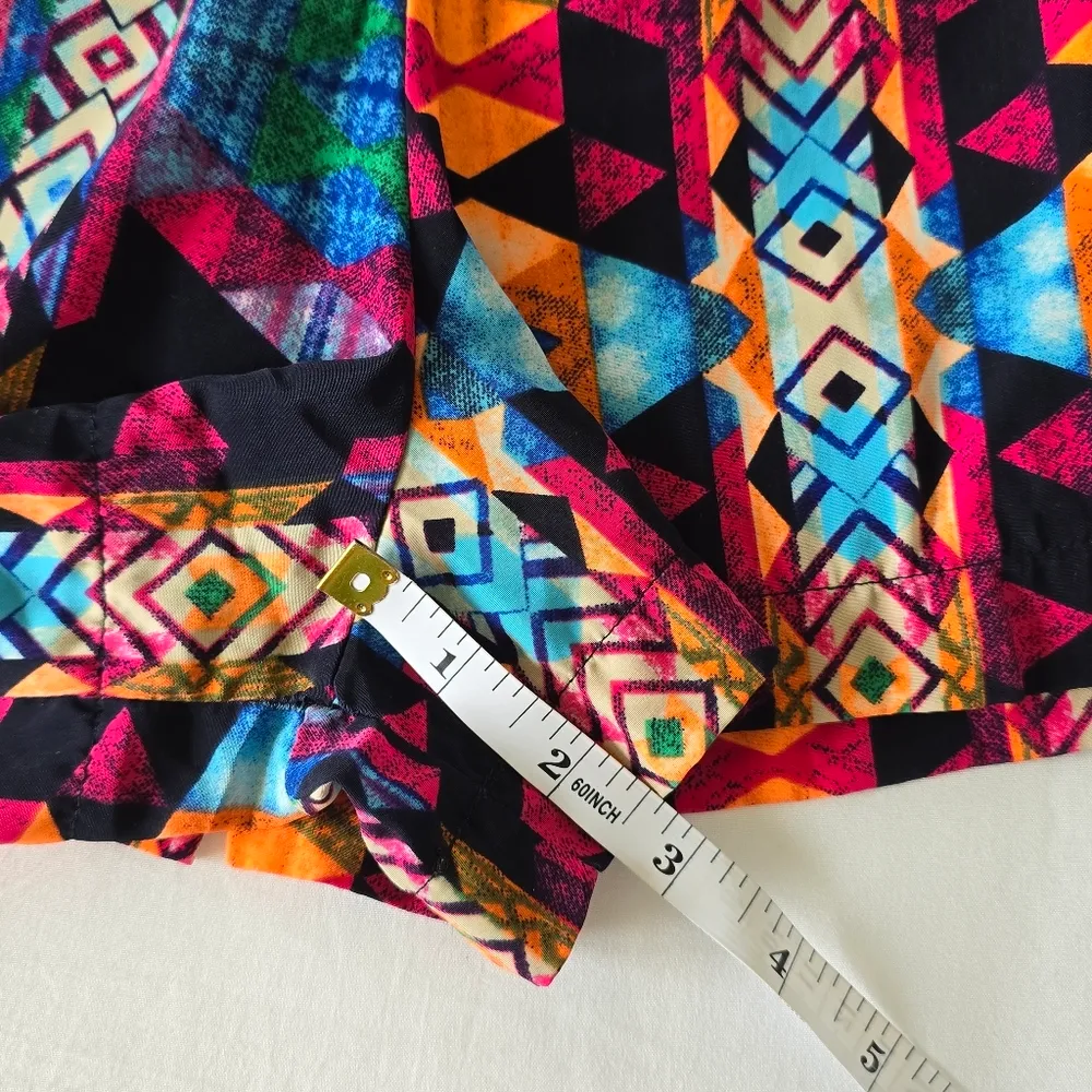 Vintage Y2K Deb 1X Geometric Aztec Print Shorts – High Rise, Elastic Waist Orange - Image 6