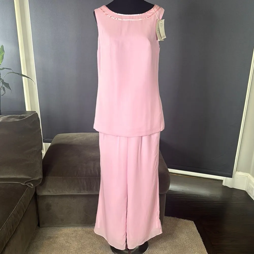 Women’s Pink Chiffon 3 Piece Formal Mother of the Bride Pants Suit Size 8 NEW - Image 7