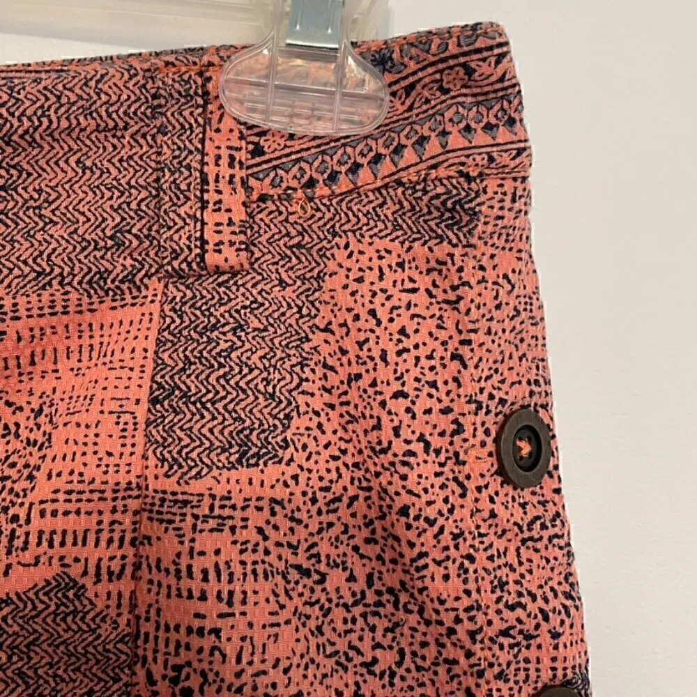 CARTONNIER ANTHROPOLOGIE Island Hopper Shorts Pink Navy Blue Printed Cotton Boho - Image 8