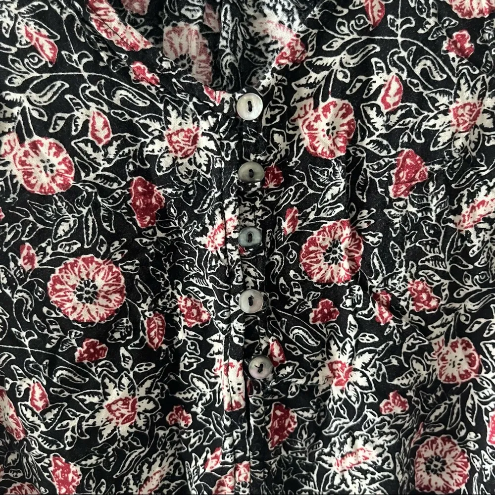 Forever 21 Women's Small Romper Floral Print Button Front Tie Tassel Waist - Image 3