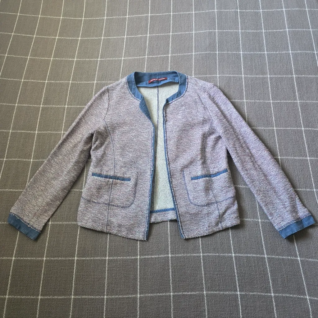 Comptoir Des Cotonniers Tweed Blazer Jacket Blue - Image 2