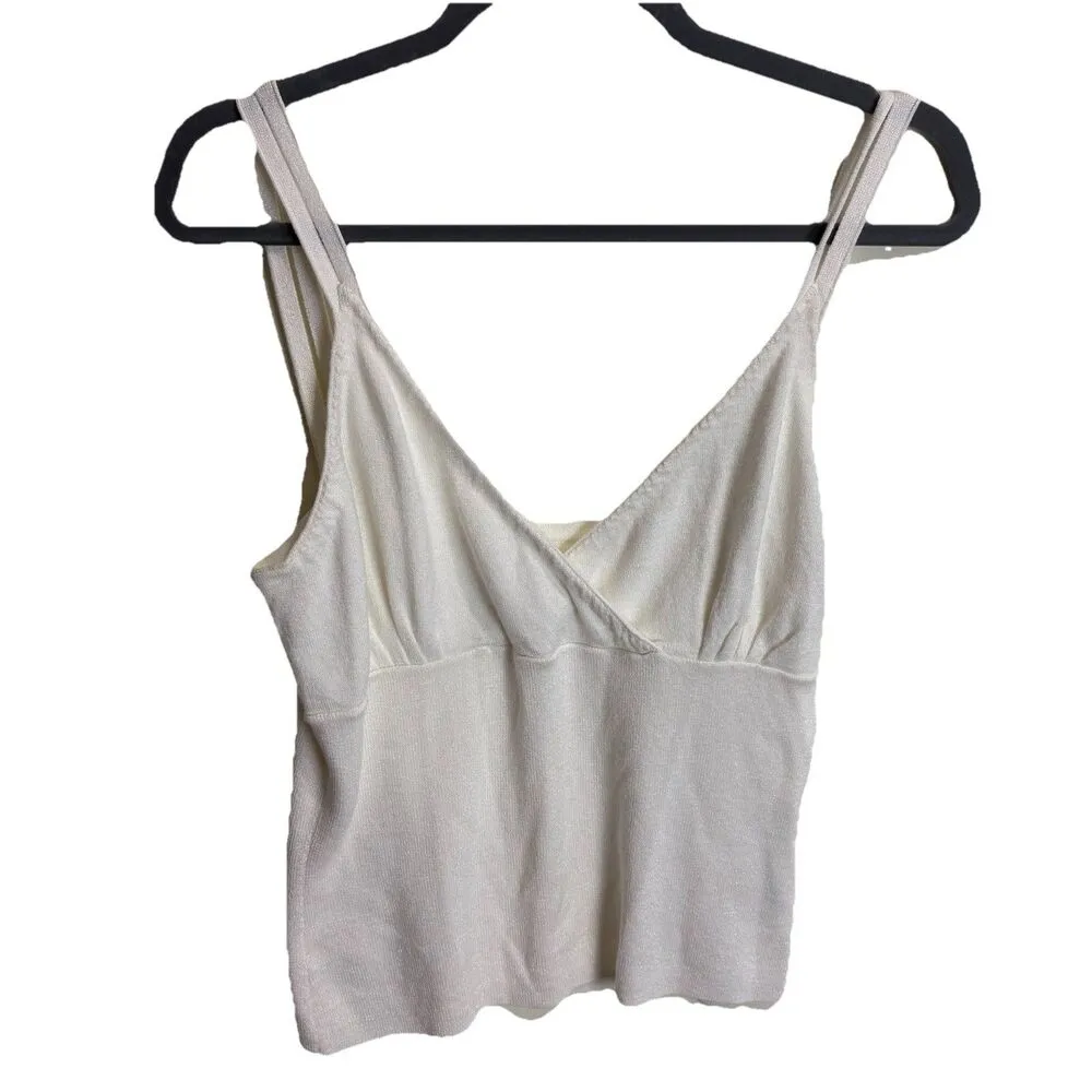 Vintage Womens Y2K Sparkly Babydoll Cami Top Sweater Set Preppy Coquette Cottage - Image 3