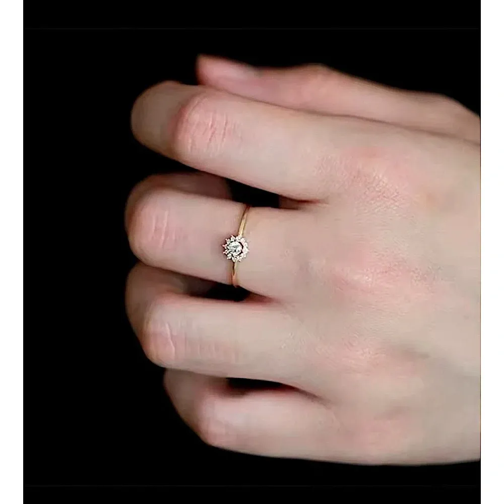 14k Gold‎ Filled Micro Simulated Diamond Sunflower Ring Size 7 - Image 6