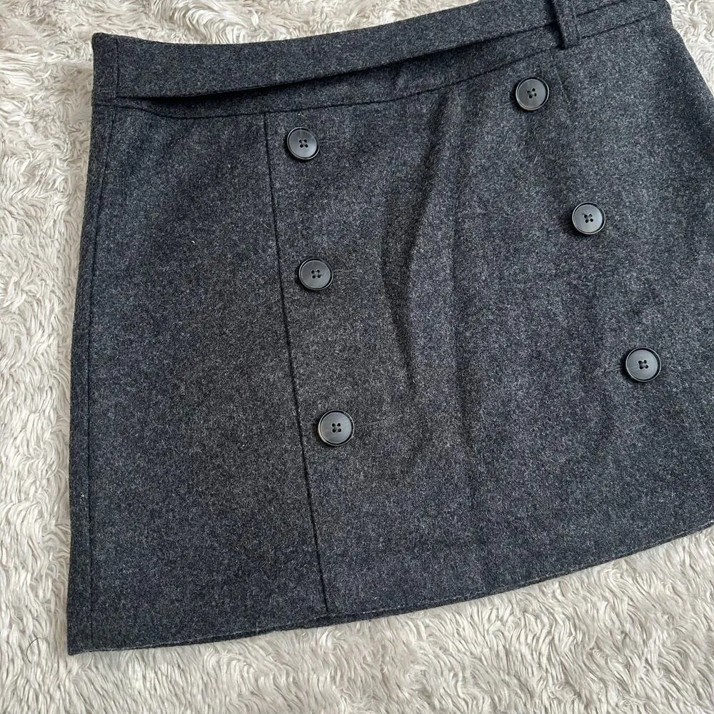 Vintage Y2K Gap Sz 2 European Fit Italian Wool Felted Mini Skirt Gray - Image 2