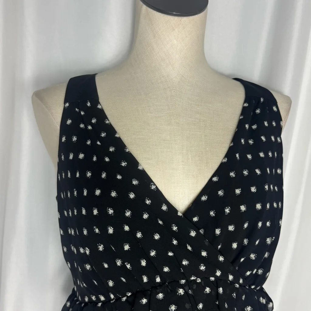 Ann Taylor Loft Elegant Black and White Polka Dot Dress pleated zip up NWOT 4p - Image 3